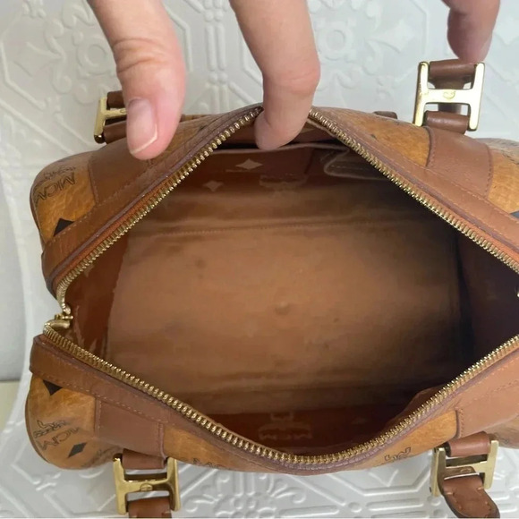 MCM‎ Cognac Brown Boston Bag Purse - Picture 12 of 15